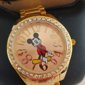 Gold Mickey Mouse Watch with Crystal Accents